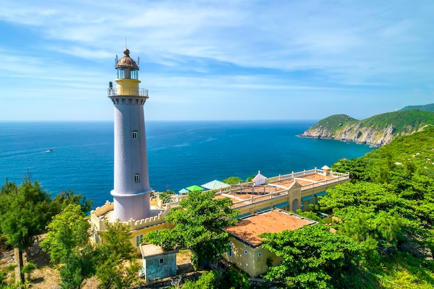 Luftbild Dai Lanh Leuchtturm, Phu Yen, Vietnam. Dies ist der östlichste Punkt auf dem Festland