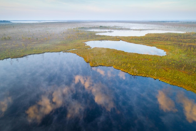 Luftbild von Jelnya Bog Belarus, einem der größten Sümpfe in Europa