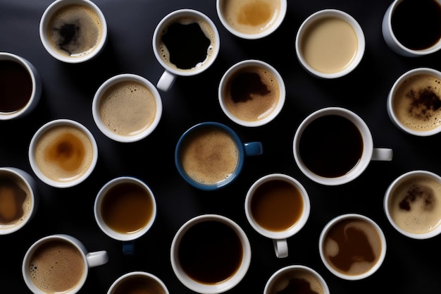 Luftbild von verschiedenen Kaffee