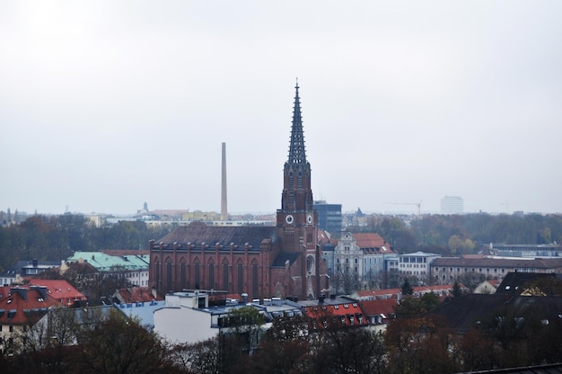 Luftbildlandschaft Stadtbild der Stadt München vom Dach des deutschen Museums Bibliothek Bibliothek für deutsche Menschen und Reisende besuchen die Hauptstadt München in Bayern Deutschland