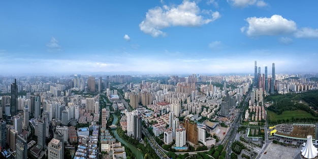 Foto luftfahrt in china nanning moderne städtische architektonische landschaft skyline
