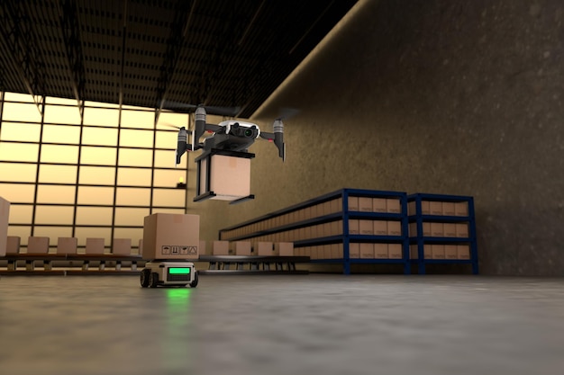 Luftfracht und LKW-Roboter Lieferung Produktfabrik