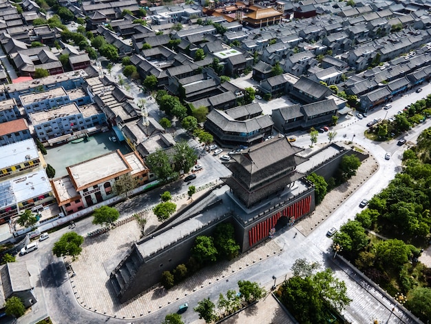 Luftpanorama der antiken Stadt Dongchang in Liaocheng, Provinz Shandong