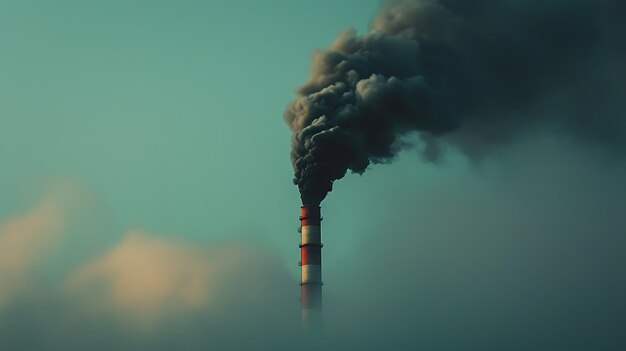 Luftverschmutzung durch schwarzen Rauch aus Schornsteinen und Industrieabfällen