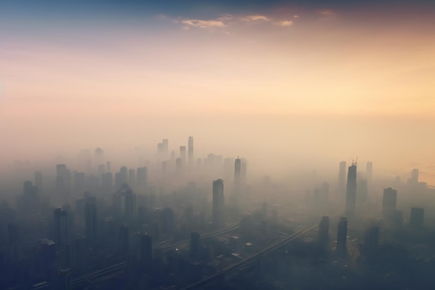 Foto luftverschmutzung im nebligen stadthimmel konzept der globalen erwärmung