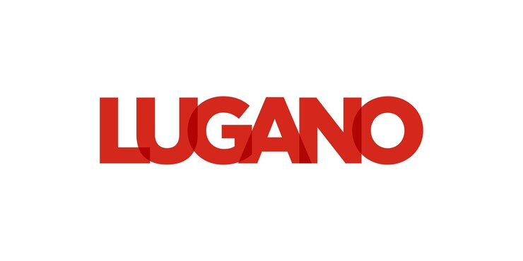 Foto lugano en el emblema de suiza el diseño presenta una ilustración vectorial de estilo geométrico con tipografía audaz en una fuente moderna las letras gráficas del eslogan