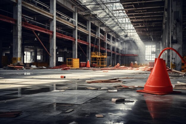 Lugar de construcción vacío con espacio para el mensaje de seguridad