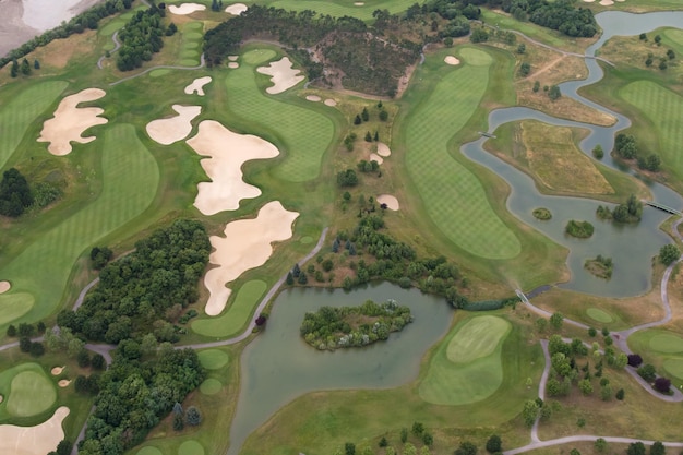 Lugar de campo de golfe jogando esportes clube de golfe fotografia aérea