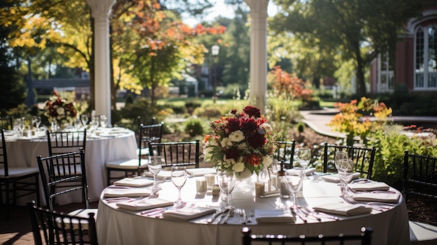 Lugar de recepção de casamento com vista para o jardim