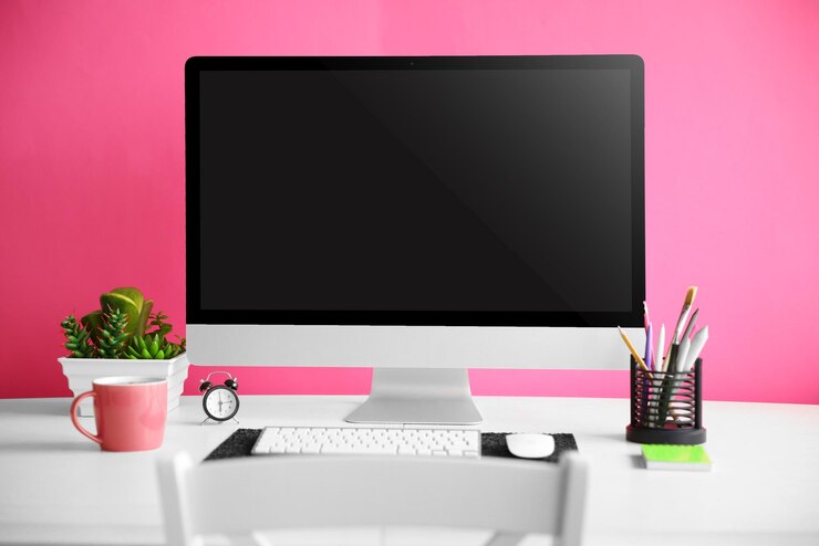 Foto lugar de trabajo brillante con estilo de persona viva
