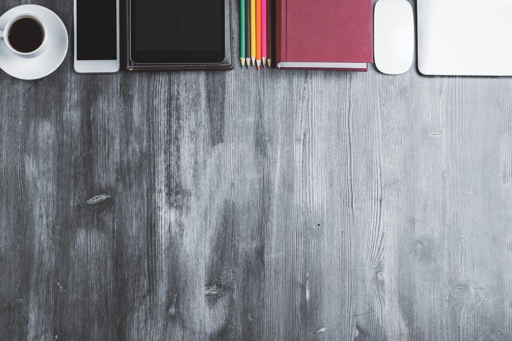 Foto lugar de trabajo moderno con copyspace