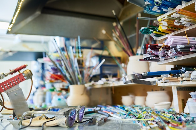 Foto lugar de trabajo vacío de lampwork