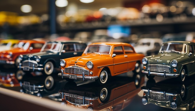 Foto lugares tem muitos carros em miniatura diferentes que ele já fez e também sua exposição de carros antigos à venda