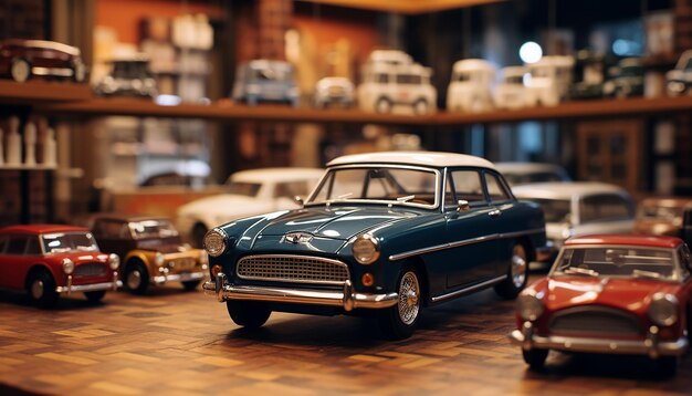 Foto lugares tiene muchos coches en miniatura diferentes que él hizo ya también su exhibición de coches antiguos para la venta