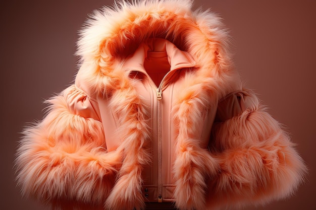 lujo chaqueta de moda esponjosa fuzz color melocotón del año 2024 ilustración
