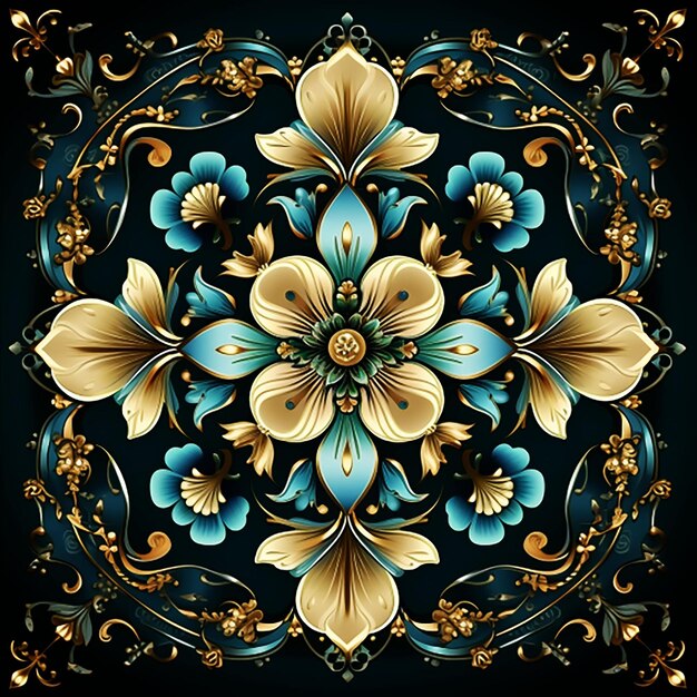 Lujo colorido floral ornamental de fondo generativo ai