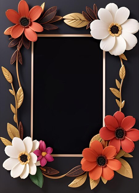 Lujo elegante tarjeta de invitación de boda de color negro con una hermosa flor