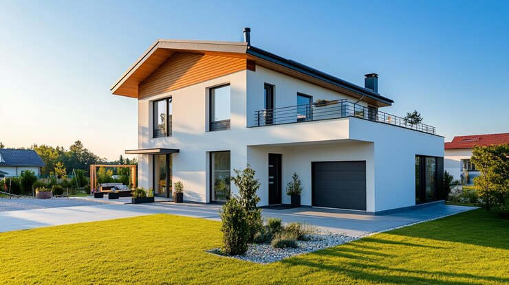 el lujo y la hermosa vista frontal de la casa diseño elegante de la casa