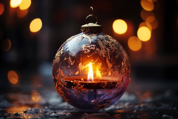 Lujo mágico brillante decorado bola de Navidad de primer plano decoraciones de Navidad tradición de año nuevo