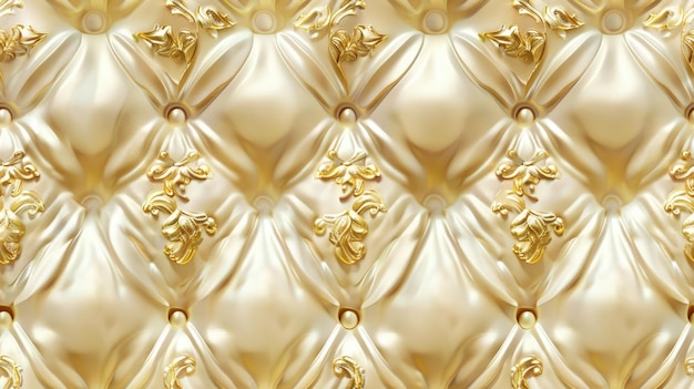 Foto lujo patrón acolchado con acentos dorados en fondo cremoso