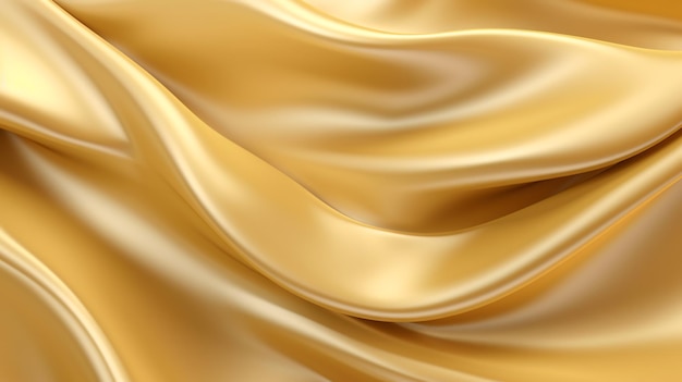 Lujo de tela de drapeado de oro ondas de fondo renderizado en 3D