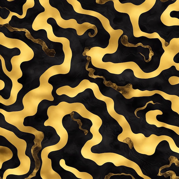 Lujosa textura abstracta de mármol de tinta negra con mosaico de ágata dorada