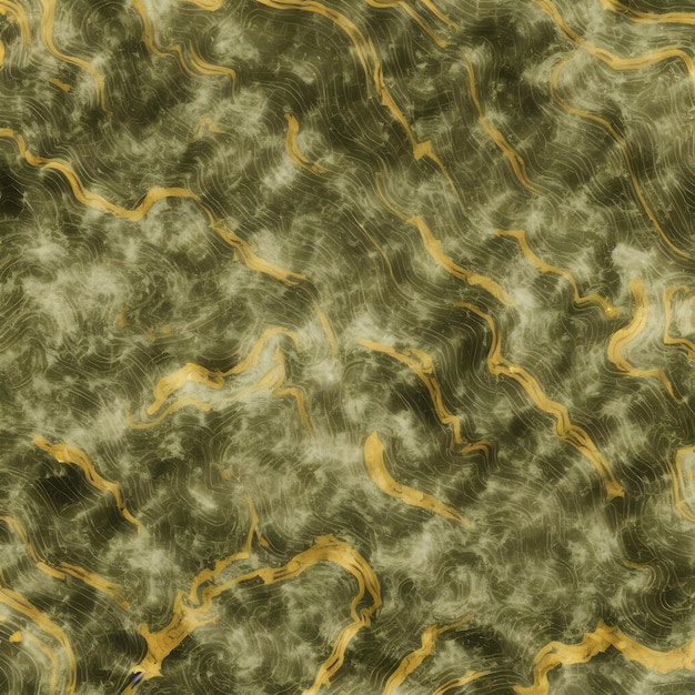 Lujosa textura abstracta de mármol de tinta Orion Olive con mosaico de ágata dorada