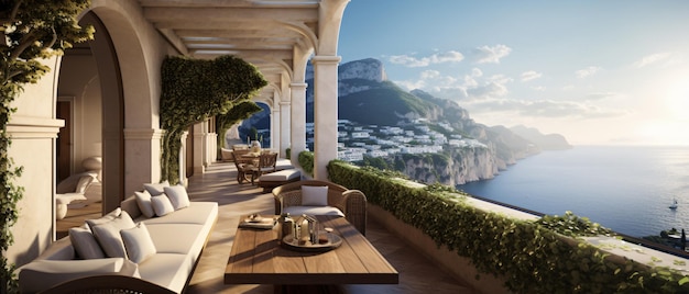 una lujosa villa ubicada a lo largo de la impresionante Amalfi