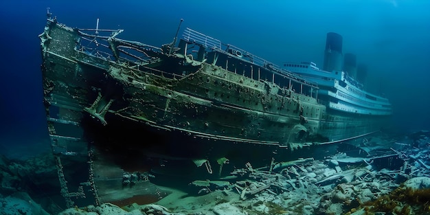 Foto el lujoso buque de vapor rms titanic se hundió en el atlántico norte hace un siglo concepto tragedias marítimas eventos históricos transatlánticos aniversarios del desastre titanic recordado
