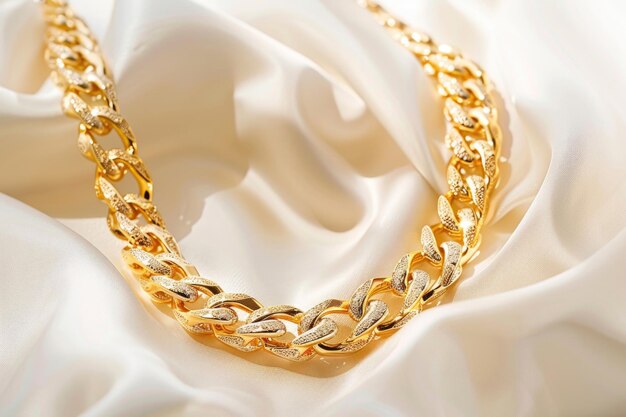 Foto un lujoso collar de oro con enlaces intrincados y un acabado pulido