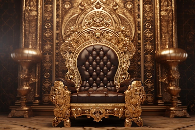 Foto lujoso diseño dorado sobre un trono real que transmite 00477 02