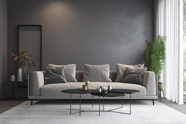 Lujoso diseño de interiores sala de estar sala de estar moderna Sala de estar interior moderna IA generativa