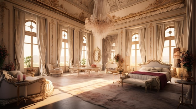 Foto el lujoso interior real de un castillo