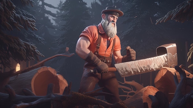 Lumberjack digitale Kunstillustration Generative KI