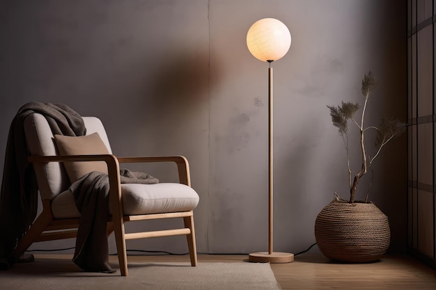 Luminária de chão escandinava minimalista criada a partir de materiais naturais IA generativa
