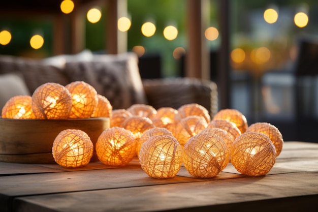 Luminarias decorativas de cuerda de bola de algodón para uso exterior e interior
