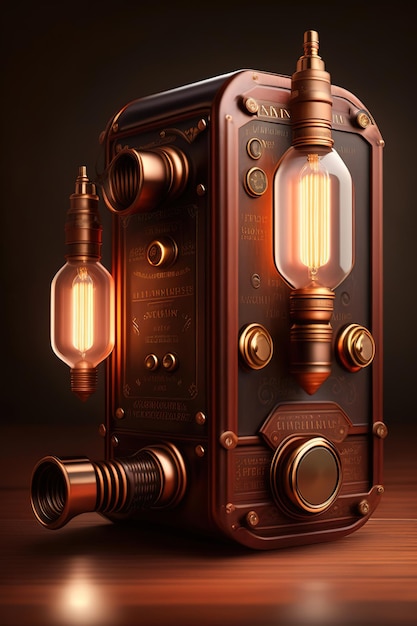 Luminárias Steampunk com iluminação em cores quentes