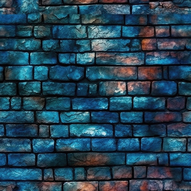Luminescência índigo Bela textura de parede de tijolo Telha sem costura de fundo IA generativa