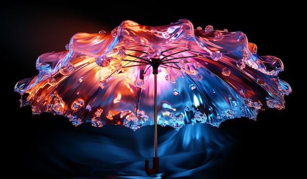 Lumineszierender bunter Regenschirm, der von AI erzeugt wurde