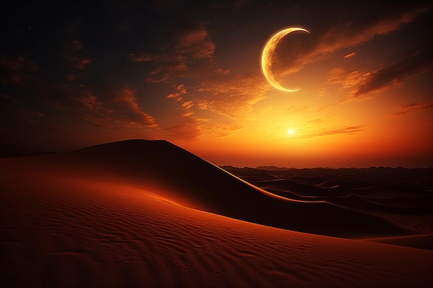 Luna creciente un sueño de las noches del desierto
