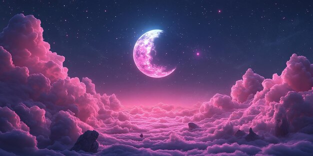 La luna de cristal celestial brillando en el cielo nocturno