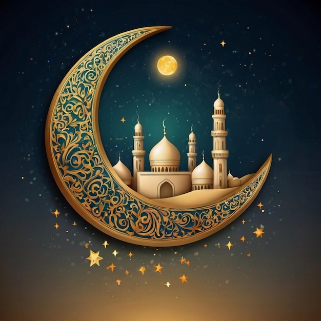 Luna decorativa de Eid para el fondo del festival sagrado