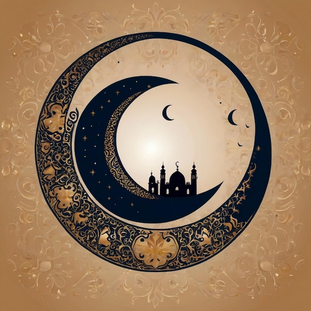 Foto luna decorativa de eid para el fondo del festival sagrado