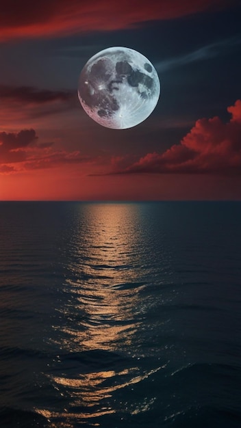 La luna está brillando en el agua.