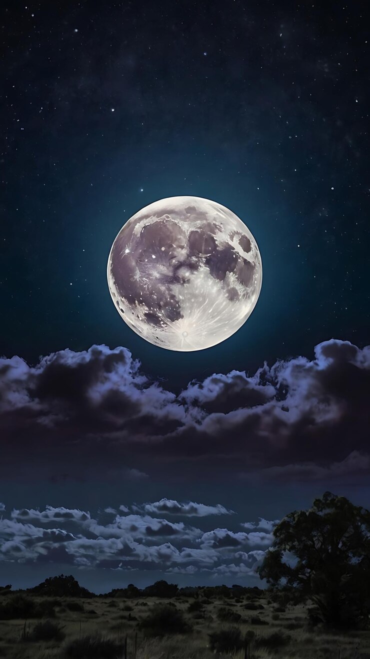 la luna está brillando en un cielo nocturno oscuro