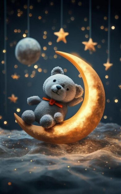 Foto luna y estrellas doodle