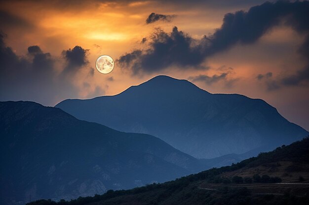 La luna gibosa se levanta sobre la silueta de una montaña