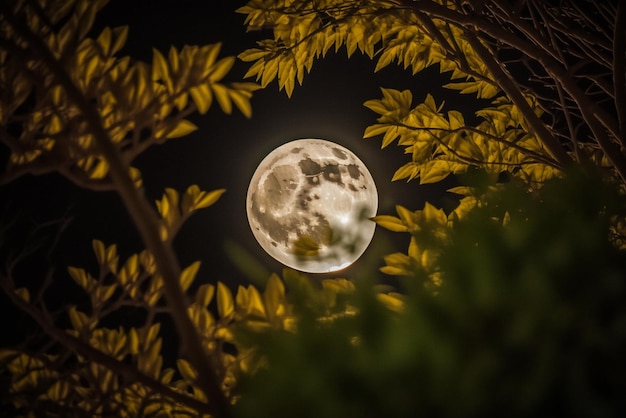 una luna llena blanca con color negro en el fondo