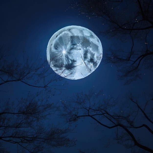 Foto luna llena en el cielo nocturno