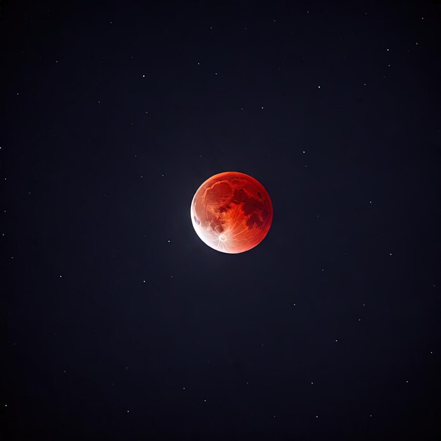 luna llena con estrellas rojas y luna en el cielo oscuro la luna en el ceo nocturno